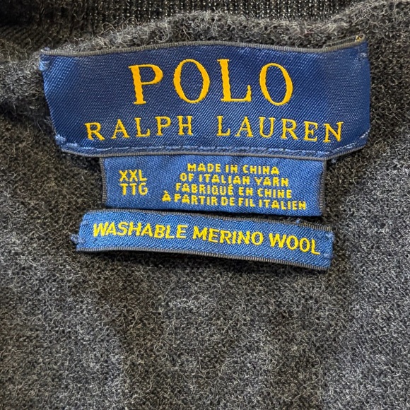 Polo Ralph Lauren 100% Merino Wool V-Neck Sweater Charcoal Grey Size XXL - Picture 3 of 8